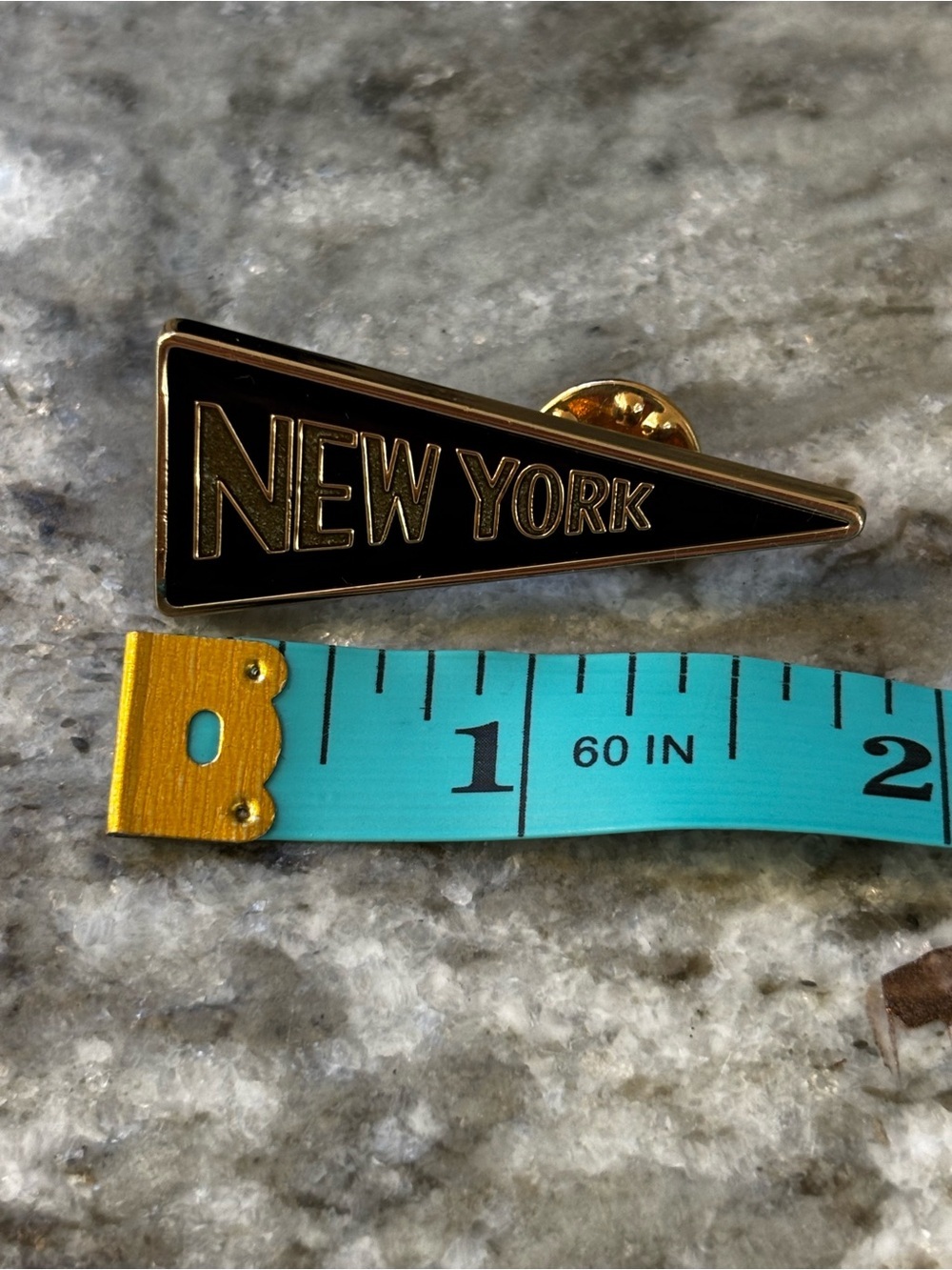 Coach New York Enamel Pennant Pin | Rare Gold & Black Signed Logo Back - Picture 3 of 3